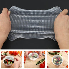 4 PCS REUSABLE STRETCHABLE SILICONE FOOD WRAPS 4 PCS REUSABLE STRETCHABLE SILICONE FOOD WRAPS