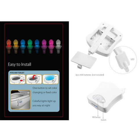 8-COLOR LED SENSORED TOILET POTLIGHT